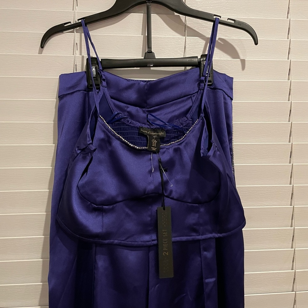 Brand New With Tags House Of Harlow 2 Piece Purple Satin with rhinestones SzM
